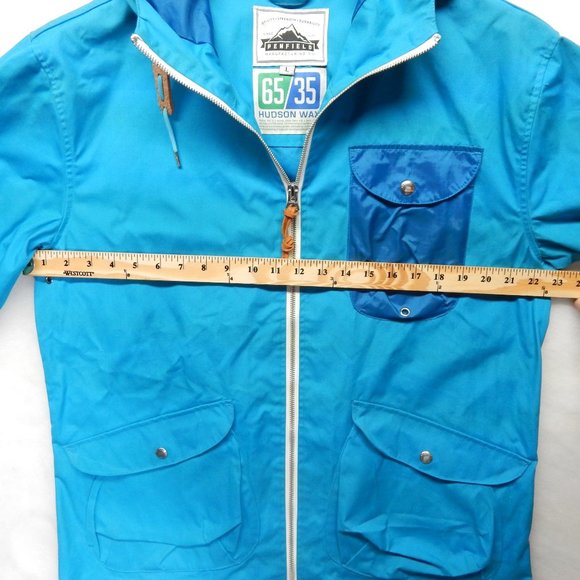 Penfield Hudson Wax 65/35 Women's Large Blue Canvas Full Zip Hooded Jacket - Picture 10 of 13